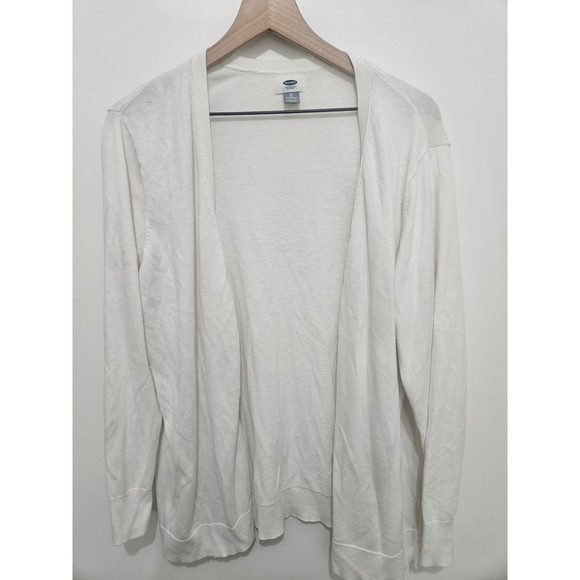 Old Navy Sweaters - Old Navy White Open Front Cardigan Sweater Womens 2X Plus Cotton Blend Long Slee
